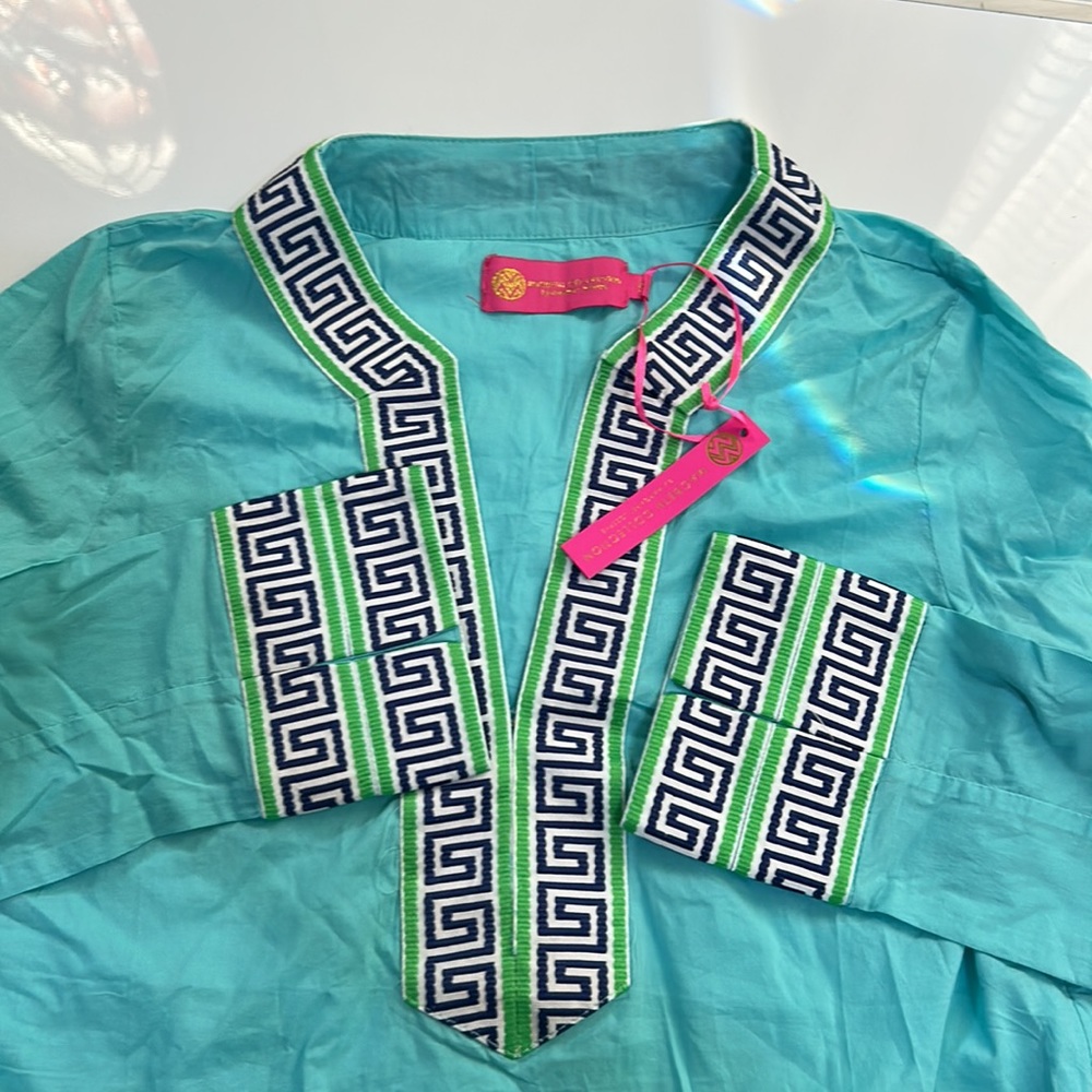 MacBeth collection turquoise tunic top - Picture 7 of 13